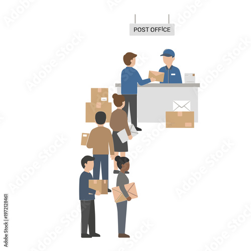 People standing in line at the post office sending packages