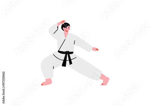 空手をする男性のイラスト