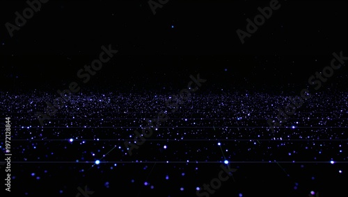 Futuristic Digital Data Network with Glowing Blue Nodes and Lines in Space