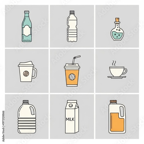 Water Container Grid Icons