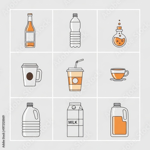 Clean Beverage Icon Set