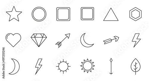 Collection of various geometric shapes icons.
