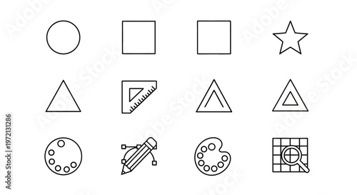 Geometric shapes icons set.