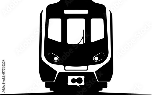 Sleek modern public transport train vehicle icon representing efficient urban mobility and rapid commuter journeys