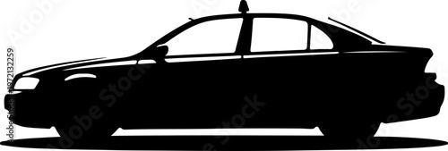 Silhouette of a sedan car with a taxi sign on top