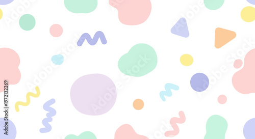 Pastel Abstract Blobs Squiggles Circles Triangles Seamless Pattern