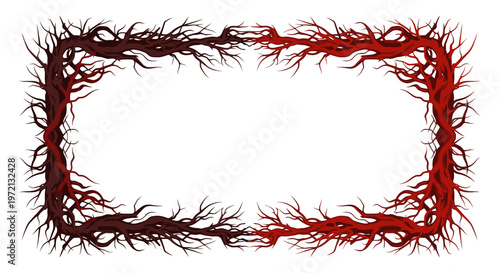 Sinister Gothic Thorny Twisted Branch Frame Horror Border