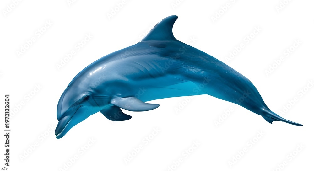 Obraz premium Graceful dolphin leaping out of the clear blue ocean waters isolated on white background