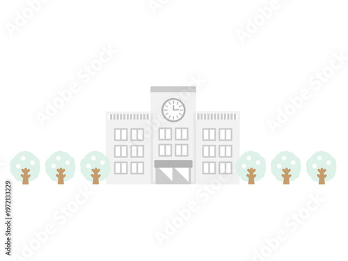 学校の校舎の風景（冬）　イラスト
