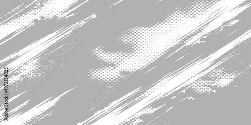 Abstract an artistic minimalist illustration with striking brushstrokes and a dot pattern, creates a dynamic visual texture that plays with contrast and a sense of movement.