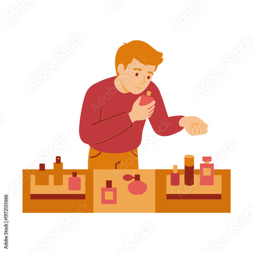 Man experiencing a reaction from perfume and cosmetics