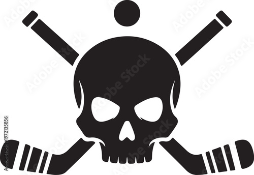 Skull with crossed field hockey sticks