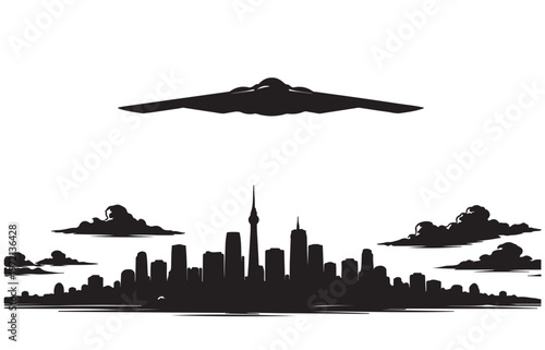 Stealth Bomber B-2 Silhouette Vector – Flying Wing Military Aircraft, Black EPS