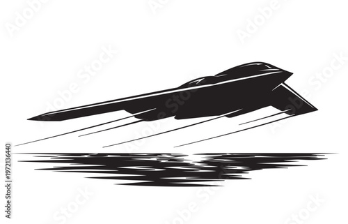 Stealth Bomber B-2 Silhouette Vector – Flying Wing Military Aircraft, Black EPS