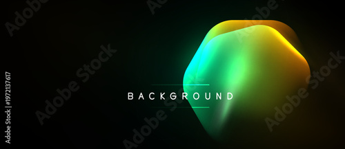 Abstract fluid shapes, vibrant colors blend. Gradient effect creates dynamic background. Modern design, dark space emphasizes form.