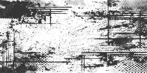 Abstract a digitally rendered grunge-style monochrome texture, featuring a stark interplay of lines, patterns, and subtle shading, perfect for adding depth and a vintage feel to creative projects.