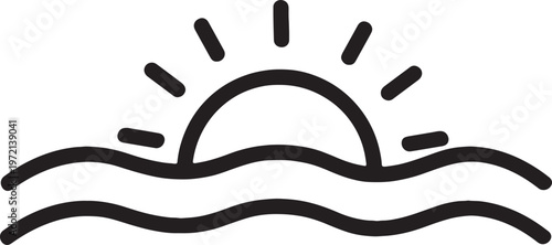 Ocean waves sea water minimal line vector icon