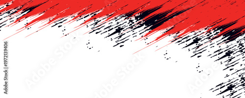 Aged gunge texture. Scratched black structure with red brush decorative illustration. Hand-drawn painted abstract background.vector illustrator