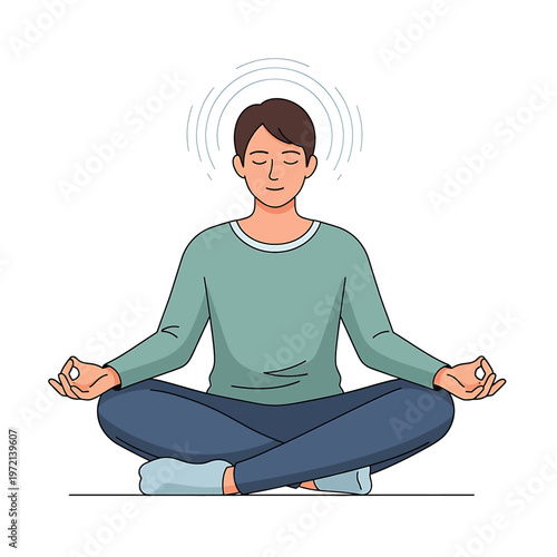 Man meditating in lotus position calmly 3.