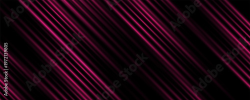 Futuristic black banner with radiant magenta striped pattern.