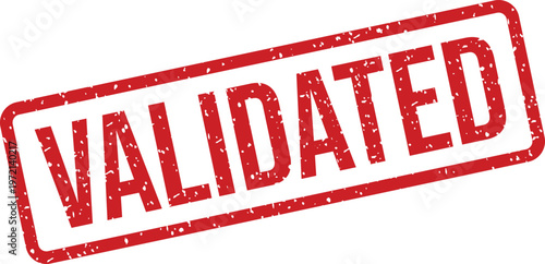 Bold red grunge effect VALIDATED rubber stamp appears on a clean white surface