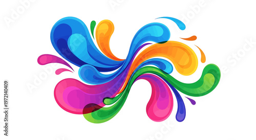 Vibrant colorful liquid splash design element.