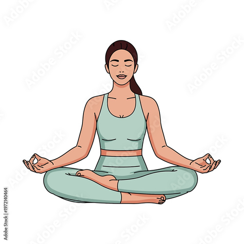 Woman in yoga meditation position sitting.