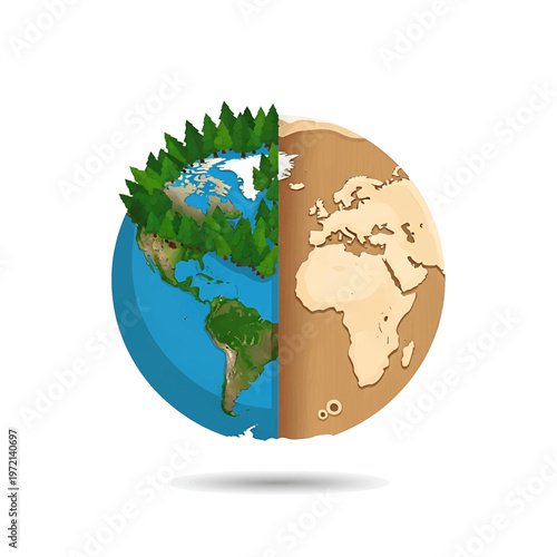 Earth Globe With Green And Dry Land.