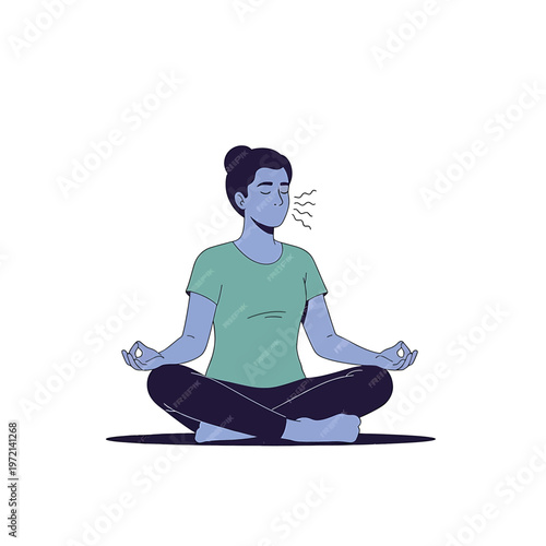 Woman meditating in lotus position calmly 2.
