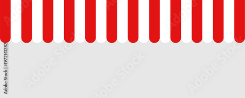Red and white striped shop awning. Seamless vector illustration pattern.