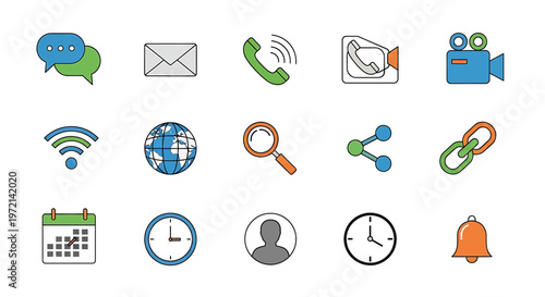 Collection of various communication icons.