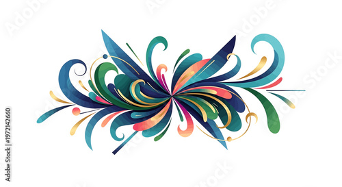 Colorful swirling abstract graphic design element.
