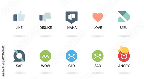 Emotions and reactions icons set.