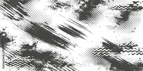 Abstract grunge texture and distressed pattern featuring a unique aesthetic created by a dark charcoal texture on a lighter surface. It is a striking visual texture.