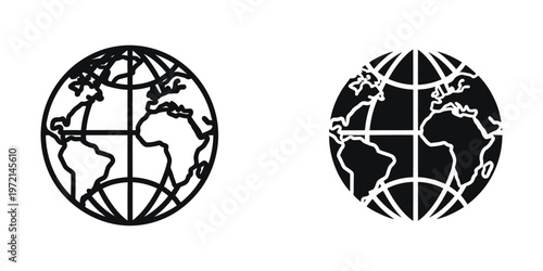 Contrasting styles of globe illustrations with different shading techniques