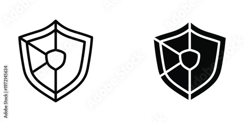 Bild auf Leinwand Contrast of a white and black shield design with central circular elements