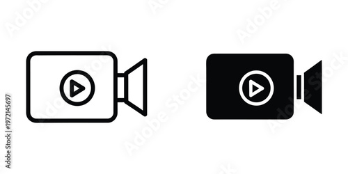 Contrasting camera icons with play button symbols in light and dark screen modes
