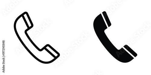 Two contrasting styles of an old-fashioned telephone receiver icon