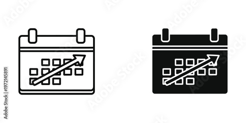 Contrasting calendar designs with upward arrows indicating progress or scheduling