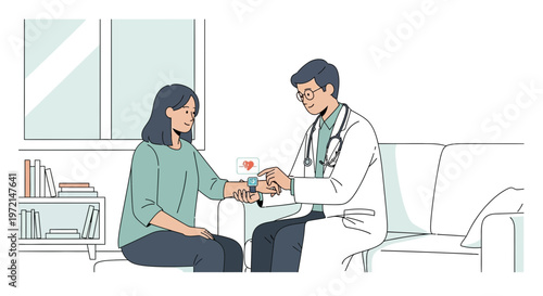 Doctor checking patient's blood oxygen level with pulse oximeter, healthcare concept