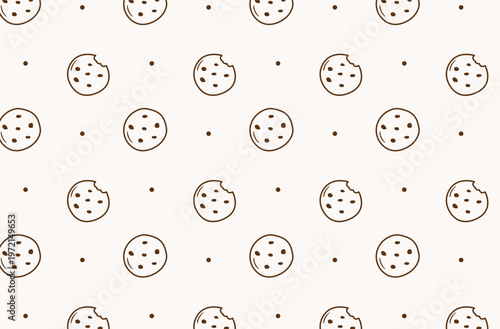 WebCookie Doodle Seamless Pattern in Minimal Line Style on Light Background