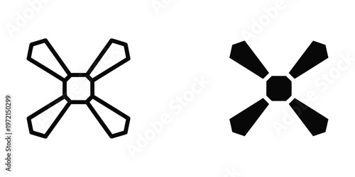 Comparison of geometric shapes with contrasting fill styles in star-like configurations