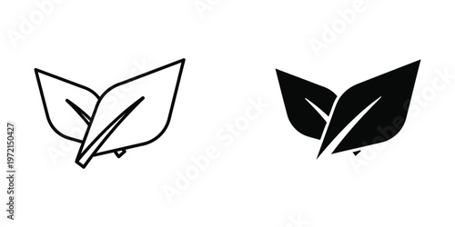 Contrast of a simple sketch leaf and a filled-in black leaf design