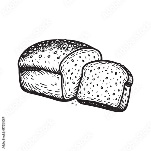line art vector of whole wheat bread