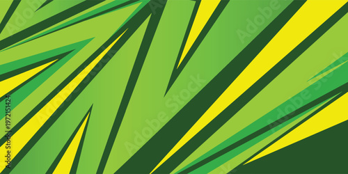 warna hijau dan kuning latar olahraga dengan bentuk geometris tajam dengan tekstur halfton