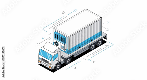 Isometric Refrigerated Truck Illustration for Cold Chain Logistics and Temperature-Controlled Transport