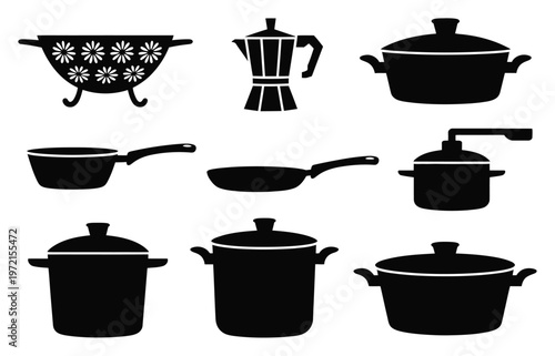 Kitchen Pots and Pans Vector Illustration