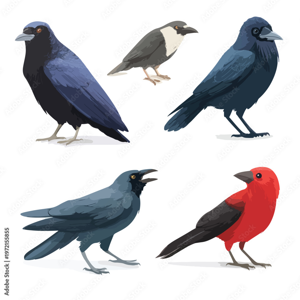 Fototapeta premium crow vector set