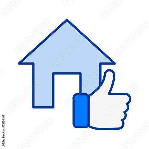 Home like thumbs up icon representing positive feedback approval rating and trusted residential choice