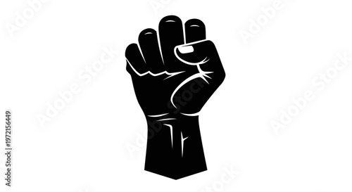 May day Fist, Raised Hand, Protest Symbol, Black Icon isolated on White Background vactor EPS